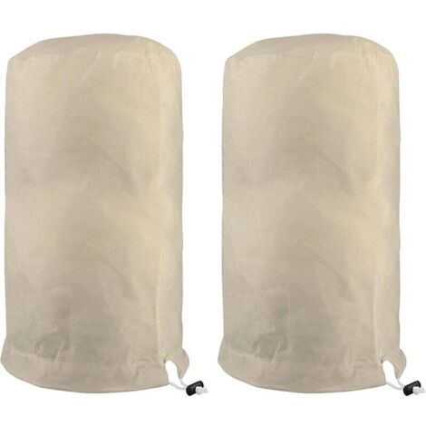 2 Pièces Voile D'hivernage Plante 120×180cm Beige, Housse de Protection pour Plantes, Housse D'hivernage Arbre, Voile Hivernage avec Cordon, Jardin Vegetaux Sac Hiver Tomate Tissu Non Tissé (1/4)