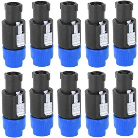10 Pièces Speakon Connecteur d\'Amplificateur de Câble4 Broches Prise de Haut-Parleur Audio Étanche C-NL4FC (Bleu)