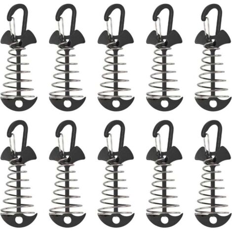 Piquets d'ancrage de terrasse, 10 pièces en alliage d'aluminium coupe-vent avec boucle à ressort, ancre portable pour le camping en plein air (1/4)