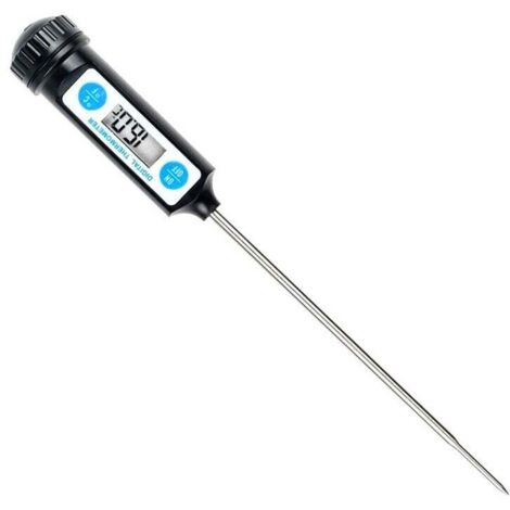 Thermomètre de Cuisson,Thermomètres de Cuisine Thermomètre Numérique Digital avec Sonde Longue et LCD Ecran pour Nouriture, Viande, Huile, Lait, Vin, BBQ et Eau Chaude - Noir