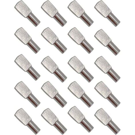 20Pcs Taquet Etagere, Support d'Étagère Étagère Broches Cheville Etagere Supports de Plaque en Métal Nickelé pour Armoire Bureau Accessoires - 5mm19mm
