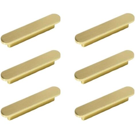 6pcs poignées Laiton Brossé Poignee de Meuble Cuisine Or -poignées de placard Poignée de Meuble en Laiton Brossé Entraxe 64mm (1/4)