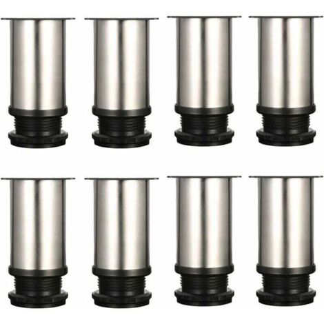 Lot De 8 Pieds De Meubles, Réglables Pied Pieds De Meubles - Chrome Métal - Hauteur Réglable (Total: 80-95mm)