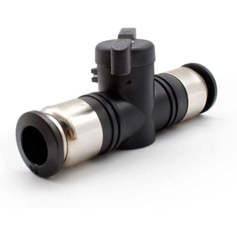 Vanne à Bille Pneumatique de 10 mm, Diamètre Intérieur Régulateur de Débit D'air, Noir de Connecteur Rapide de Valve, pour Outils Pneumatiques (1/4)