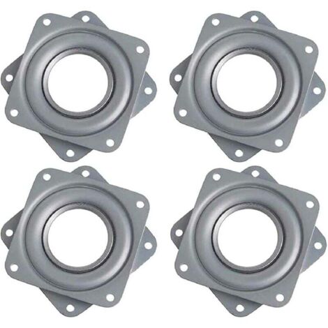 Plateau Tournant Carré 4 Pouces, 360 Degrés, Rotatif à Roulement à Billes, Métal Galvanisé, Plaque Pivotante Silencieuse, Flexibilité Optimale pour Présentoirs, Moniteur Ordinateur et Tabouret