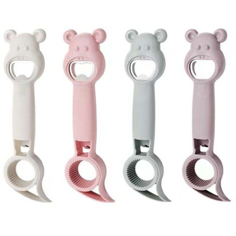 Lot De 4 Ouvre-Bouteille 4 en 1 Multifonction Manuel Ours Ouvre Bocal Décapsuleur Ouvre Canette Ouvre Bocaux Ouvre-Bouteille de Bière Décapsuleur de Bouteille Pour Bière Boîtes
