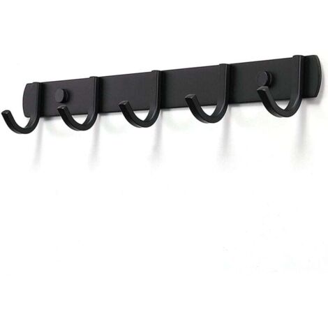 Porte Manteau Mural, Patères Porte Manteaux Design En Acier Inoxydable, Patères Salle De Bains Solide pour Chambre Bureau Noir (5 Hook) (1/4)