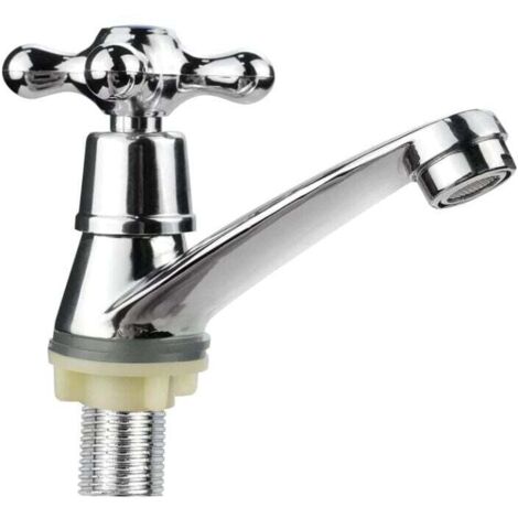 Robinet Salle de Bain Robinet Lavabo Eau Froide Mitigeur Lavabo Moderne Robinet, Conception à Poignée Croisée pour Maison Salle Bain Lavabo Bassin la Cuisine,G1/2 (1/4)