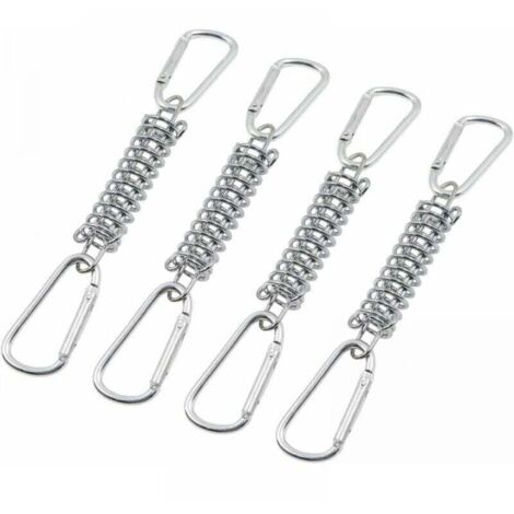 4pcs Boucle Ressort Tension Fixation Store - Voile D'ombrage Fixations Accessoires en Acier Inoxydable avec 4 Ressorts HéLicoïdaux 8 Mousquetons pour Tentes Auvents Camping
