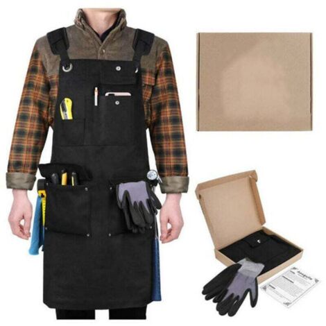 Tablier d'Atelier de Menuiserie avec 10 Poches à Outils - Tablier de Soudure Robuste en Toile Résistante (1/4)