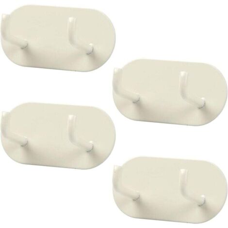4 Pièces Crochet Adhesif Mural, Porte Serviette Salle de Bain, Accroche Serviette Métal, Crochet Salle de Bain Sans Percage pour Salle de Bain, Chambre, Cuisine (Crème)