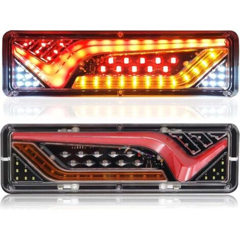 Feux Arrières Remorque LED Feux Remorque LED Feux Stop Feux Clignotant Multifonctionnel Feux Arrière pour Remorque, Camion, Caravane, Tracteur, 2PCS