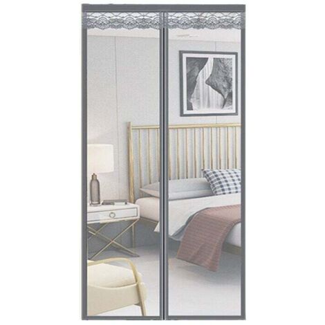 Rideau anti-moustique magnétique, rideau anti-moustique à fermeture automatique, 110 x 210 cm (gris) (1/4)