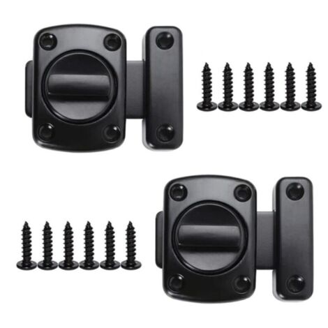 Lot de 2 Loquet de Porte Rotatif en Alliage de Zinc Serrure Porte Interieure avec 12 Vis pour Chambre Bureau Salle de Bain Noir (1/5)