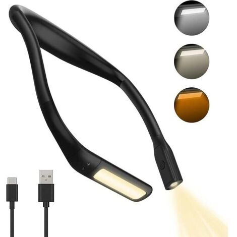 Lampe de Lecture de Cou Rechargeable Liseuse lampe de cou pour Lire au Lit 3 Couleurs Protection des Yeux, Luminosité Réglables lampe a livre Ergonomique Confortable Flexible pour tricoter Ré