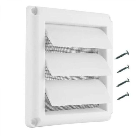 Hotte de ventilation blanche de 150 mm avec moustiquaire intégrée et bride, blanche, grille de ventilation (1/4)