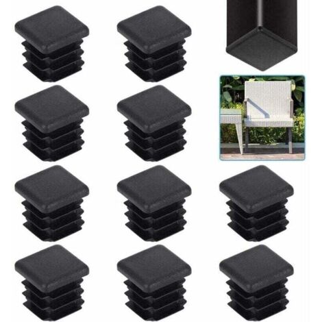 20 pièces bouchons de tube carré 20 20mm embout de tube carré bouchons de tube carré en plastique noir embout d'aileron carré embout de chaise solide embout de tube de chaise pied de table pou (1/4)