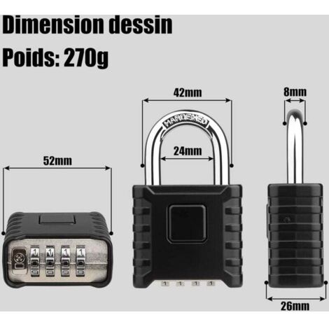 Brifit Cadenas Code 4 Chiffres Upgraded, Cadena à Combinaison Câble, Cadena à Anse Longue avec Code, Étanche, Cadenas Exterieur pour Casier, Gymnase, Cabane, Vélo, 2PCS