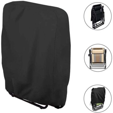 Housse de Protection pour Chaise Longue Pliante (noir) W71×H110cm, 1 Pièces Housse Transat Jardin Anti-poussière, Imperméable, Anti-UV, Housse Relax Jardin 210D Oxford pour Fauteuil Relax (1/4)