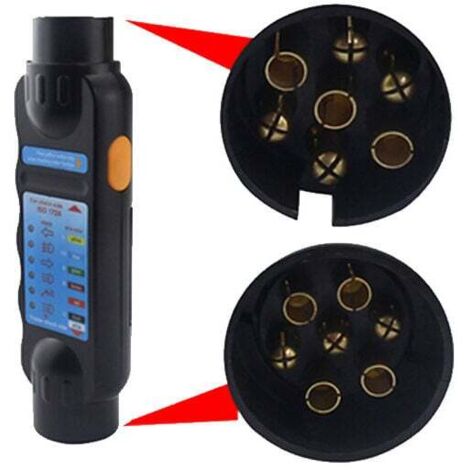 Testeur de remorque mâle à 7 broches, testeur de prise de remorque 12 V à 7 broches, outil de diagnostic de câblage de circuit d'éclairage de remorque pour voiture de camping-car de remorque (1/4)