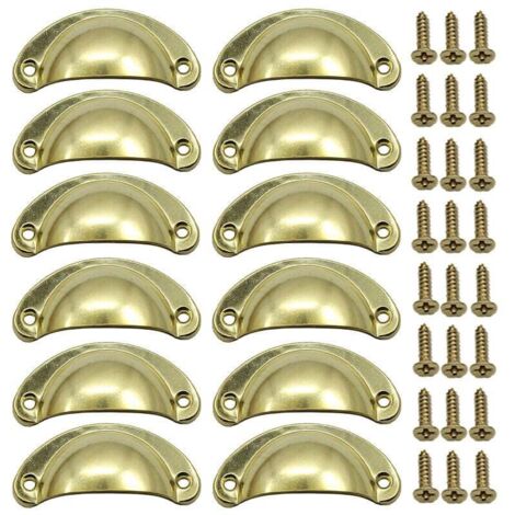 Poignée Bouton de Porte Décoration Rétro pour Meuble Tiroir Poignée de Coquille Vintage pour Tiroir Armoire Meuble Cuisine Fer Incurvé Bouton de Porte de Placard Retro Pour Armoire(12PCS) (1/4)