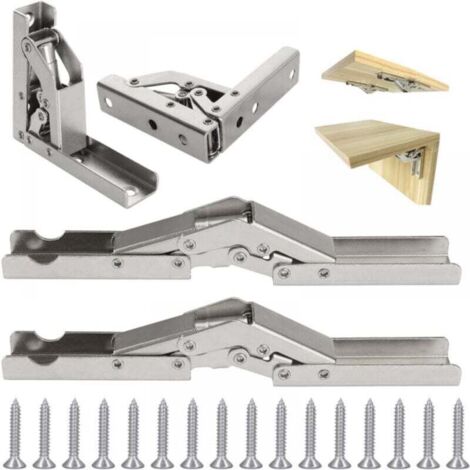 4 Pièces Charniere Invisible Porte Rentrante, étagère Pliables à 90/180 Degrés, Charniere Meuble, Charniere Porte Placard avec 16 Vis, Accessoires de Meubles, Charniere pour Armoire Porte Placa (1/4)