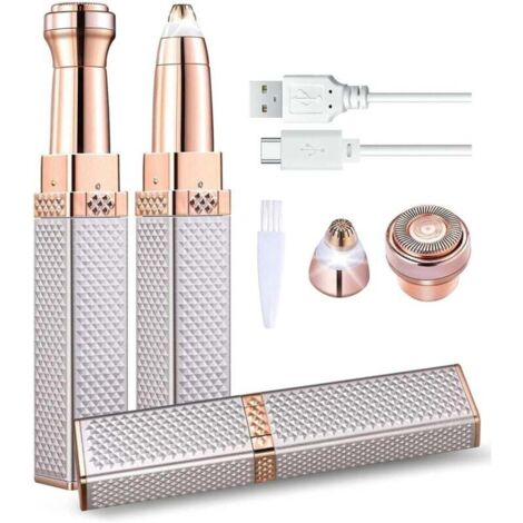 Epilateur Visage, 2 en 1 Electrique Epilateur Rasoir Visage Femme, Doux et Indolore Epilateur Visage pour Joues, Menton, Bras