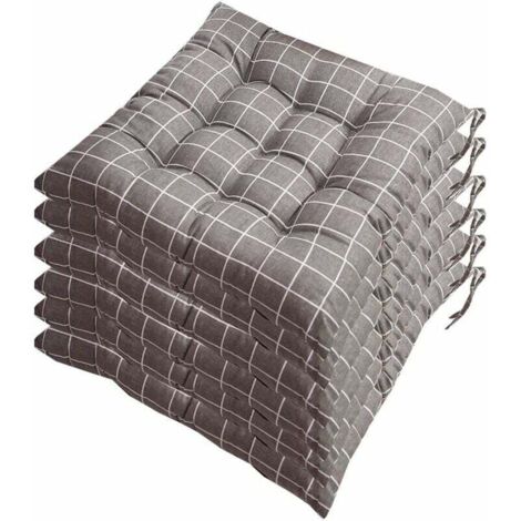Lot de 6 galettes de Chaise 40x40, Coussin décoratif Coussin Coussin de Chaise Coussins de Jardin 12 surpiqûres en Un Motifs différents, Polyester (A) (1/4)