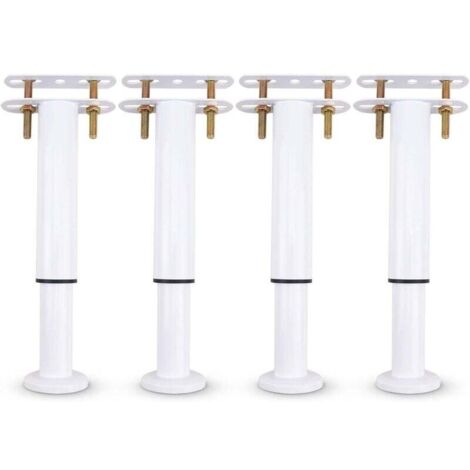 ALOVEZ Lot de 4 Pieds de Support de lit réglables en métal, rétractables, très résistants, pour Armoire, canapé, Cadre de lit, pièces de Rechange de 18 à 32 cm (Blanc Lot de 4) (1/4)