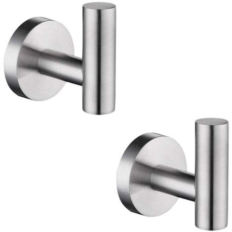 Patère solide inox porte serviette salle de bain mural salle de bain et cuisine 2 pièces Macaron argent (1/4)