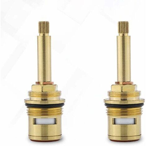 2Pcs Vannes De Robinet En Céramique En Laiton, Cartouches De Robinet De Rechange(Rouge + Bleu) (1/4)