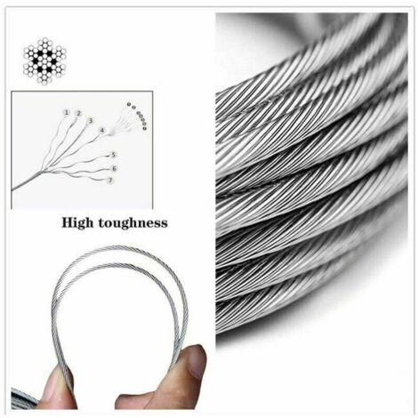 10 Câbles Suspension Acier Inoxydable 1.5mm X 1m - Kit Crochet Nylon Vegena