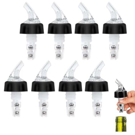 8 Pièces 2cl Verseur, Doseur/Bec Verseur, Becs à Liqueur, Bec Verseur Alcool, Bec Verseur Huile, Becs Verseurs de Bouteilles, pour Vin, Alcool, Cocktails, Esprit et Huile (Transparent) (1/4)