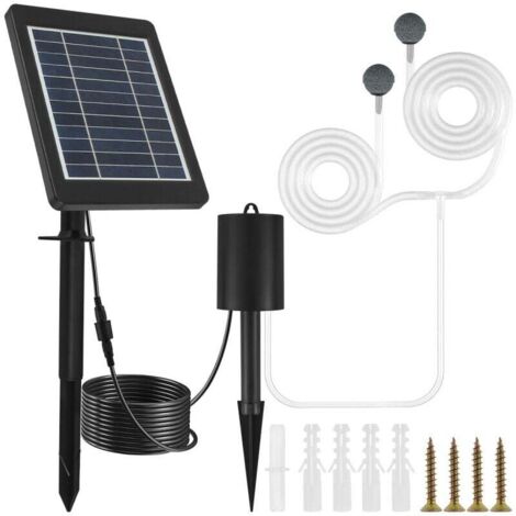 Pompe solaire de bassin, pompe solaire de bassin 3W, 3 modes, pompe à air de bassin avec tube à oxygène et 2 pierres à air
