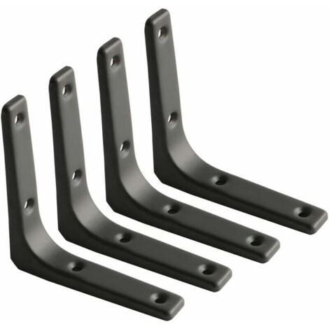 Équerre Étagère Murale, Équerre Métal Mat Noir, Support Étagère Métal pour Déco Cusine, Équerre Charge Lourde, 100mm100mm, 4pcs (1/4)