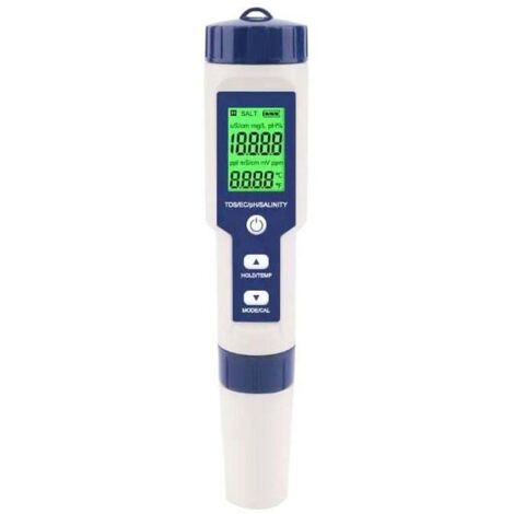 Testeur de salinité de piscine, testeur numérique de salinité de l'eau de mer 5 en 1, Kit de Test étanche Ip67