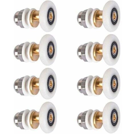 8 pièces 25mm Porte de Douche - Rouleau Roulette Roue pour Porte de Douche Roulettes Coulissantes Porte Roue de Remplacement pour Rouleau (1/4)