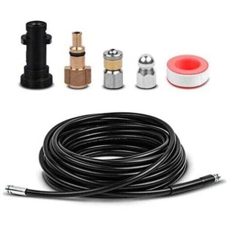 15M Kit Tuyau Déboucheur flexible Haute Pression Avec Adaptateur Convient Pour Kärcher K2 K3 K4 K5 K6 K7 (1/4)
