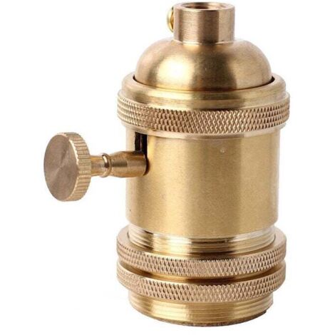 Vintage Support pour AmpouleE26 E27 Douille Culot de Lampe Avec Interrupteur en Cuivre Laiton Couleur Cuivre（dorée）