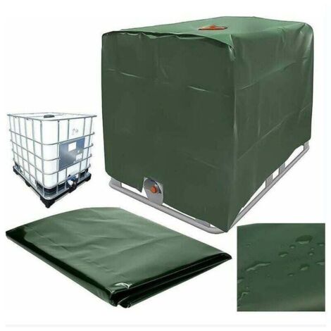 Bâche de réservoir d'eau, Bâche Couverture Réservoir pour Cuve 1000L, Capôt de Protection Container Citerne Eau, Anti-poussière Anti-UV Anti-Pluie, 120x100x116cm (vert) (1/4)