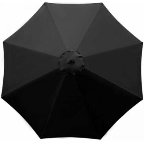 Housse de rechange pour parasol - 8 baleines - Diamètre 3m - Imperméable - Protection UV - Tissu de rechange - Noir (1/4)