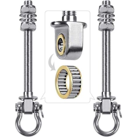 Lot de 2 crochets de balançoire avec roulement en acier inoxydable 304 pour poutres en bois et métal, parfaits pour accrocher des hamacs, des balançoires de yoga, une balançoire de porche (1/4)