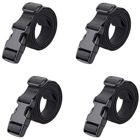 4 pièces Sangle à Boucle Rapide 25 mm Sangle Valise Petite Sangle à Cliquet Plastique pour Arrimage Bagage Fixation Déménagement (Noir - 25 mm, 1.8 m)