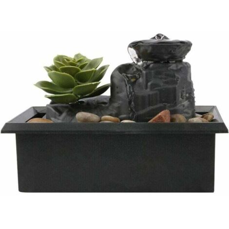 Fontaine de table - 11,7 cm - Fontaine à eau d'intérieur en forme de nénuphar - Chargement USB - Lumière LED - Pour bureau, maison, chambre à coucher