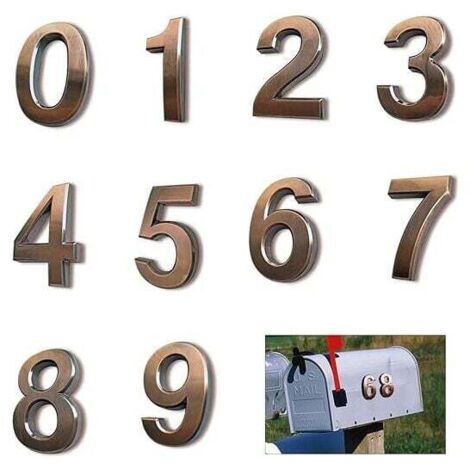 10pcs Numéro de Plaque Maison Numéros de Boîte aux Lettres Numéros de Porte Auto-Adhésifs 0-9 Numéros d'Adresse Plaque Numero Maison pour Porte Maison Appartement Hôtel Chiffres