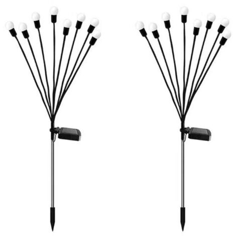Lot de 2 lucioles solaires à 8 LED - Étanche - Étoiles - Pour jardin, allée, paysage, extérieur - Lumière chaude [Classe énergétique A+++] (1/4)
