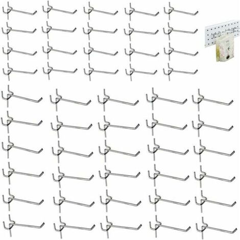 50 Pièces Crochet Mural Perforé, Mur Perforé à Crochet Simple, Crochets Panneaux Perforés, Crochet D'accessoire Mural Perforé, pour Panneau Perforé Porte Panneau Mural, Magasin, 3.3mm, 5cm/10cm,Starli (1/4)