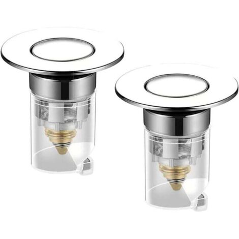 Lot de 2 bouchons de lavabo, bonde d'écoulement en acier inoxydable, noyau de rebond en acier inoxydable, type push (1/4)