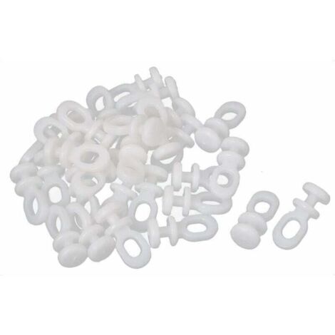 30 Glisseurs de Rail pour Rideaux - Roulettes, Crochets et Poulies Coulissantes - Pour Fenêtres, Voilages et Rouleaux en Plastique - 22mm x 10mm - Blanc (1/2)