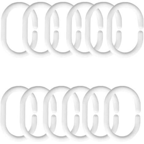 Anneaux pour Rideaux de Douche, 24 Pcs Anneaux de Douche en Plastique, C Crochets de Rideaux, pour Rideau de Fenêtre (1/4)